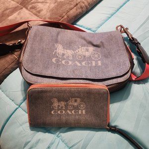 Denim and Pink Crossbody